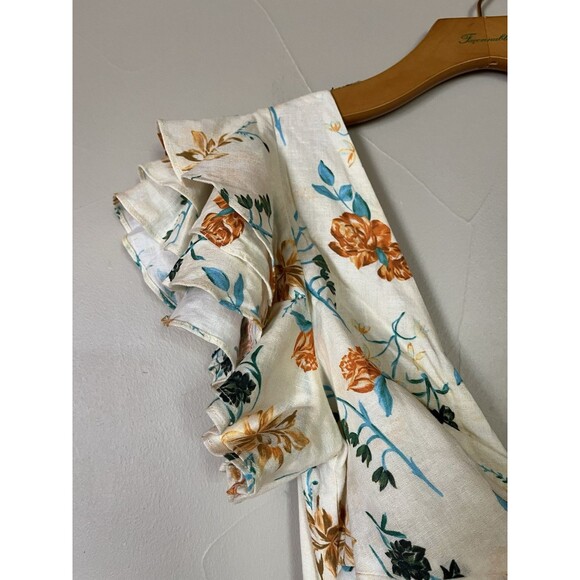 Solid & Striped Linen Summer Floral midi Dress, deep v, Keyhole, Backless, SZ‎ S - Picture 4 of 11